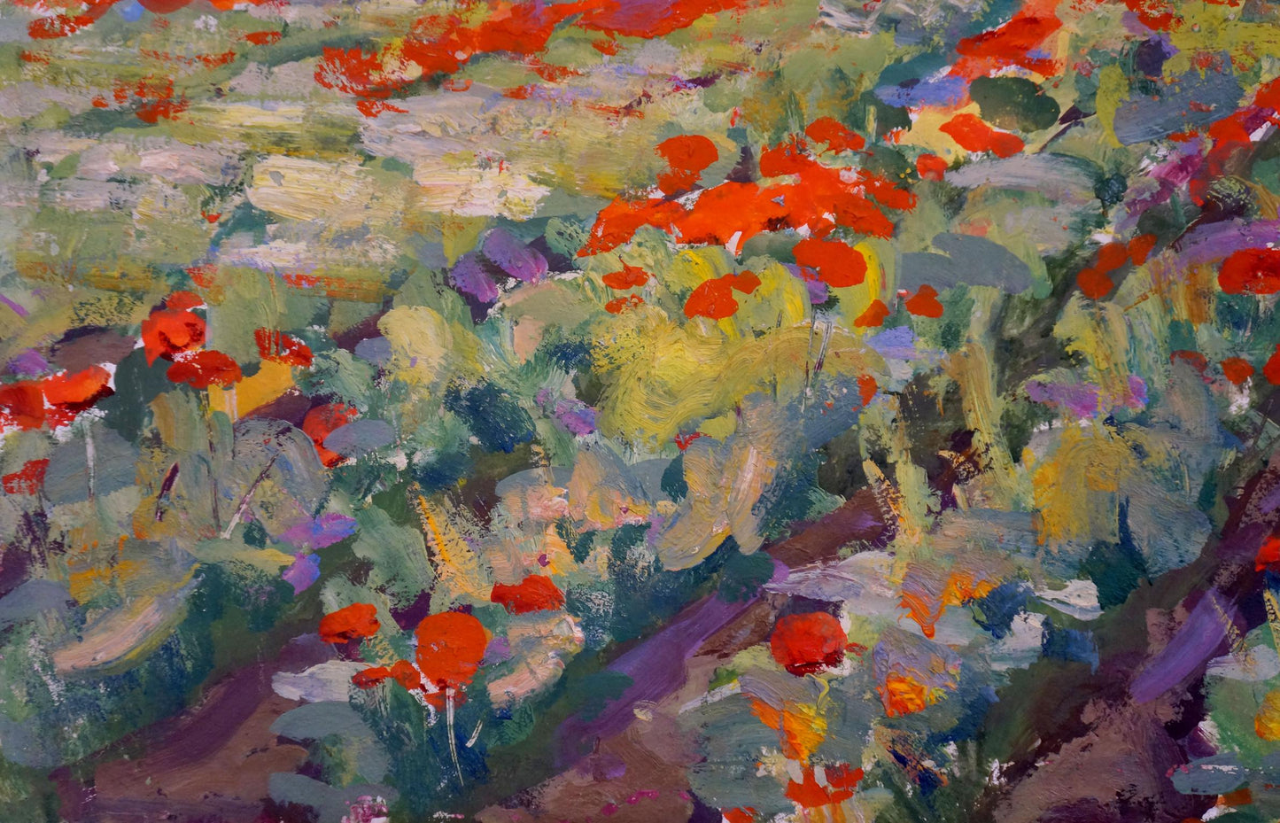 Vibrant red poppies oil painting by Miroshnichenko Pavel Petrovich