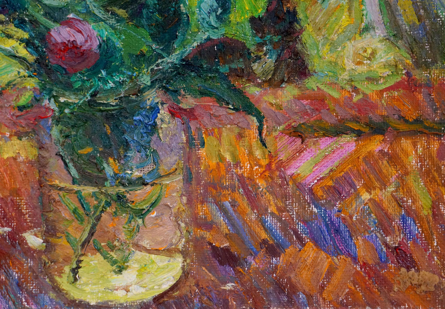 Oil painting of man in garden by Sevastyanov Viktor Grigorievich
