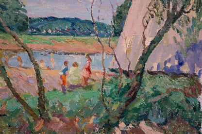 Oil painting Children on the shore by Sevastyanov Viktor Grigorievich
