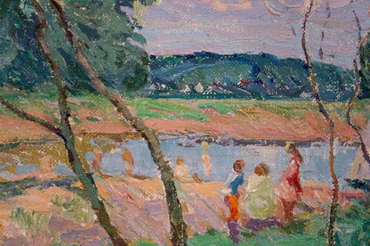 Oil painting Children on the Shore by Sevastyanov Viktor Grigorievich