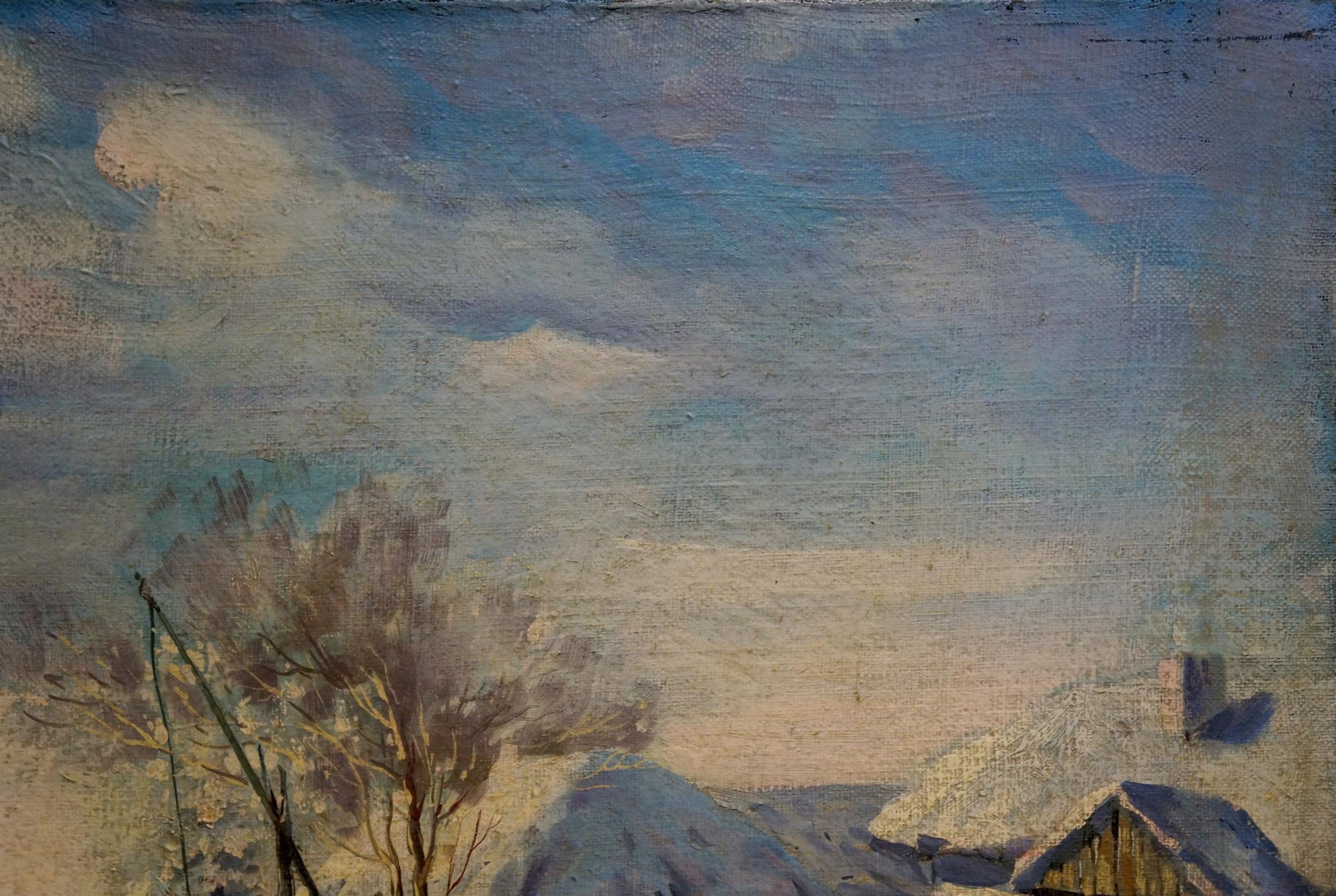 Oil painting Winter Rural landscape by Lysenko Sergey Nikolaevich