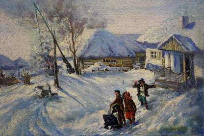 Oil painting Winter rural landscape by Lysenko Sergey Nikolaevich