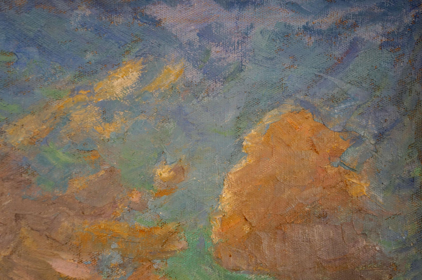 Abstract oil painting of people in field by Sevastyanov Viktor Grigorievich
