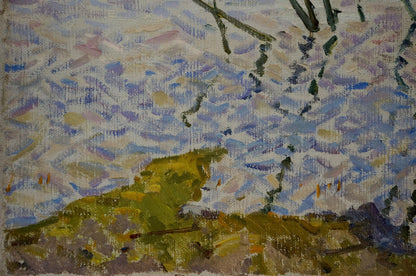 Oil painting By the River by Sevastyanov Viktor Grigorievich