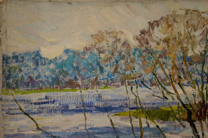 Impressionistic oil painting By the River by Sevastyanov Viktor Grigorievich