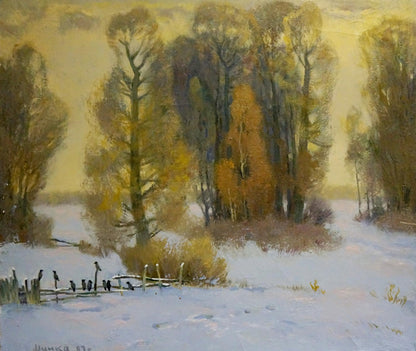 Serene winter landscape oil painting by Mynka Alexander Fedorovich