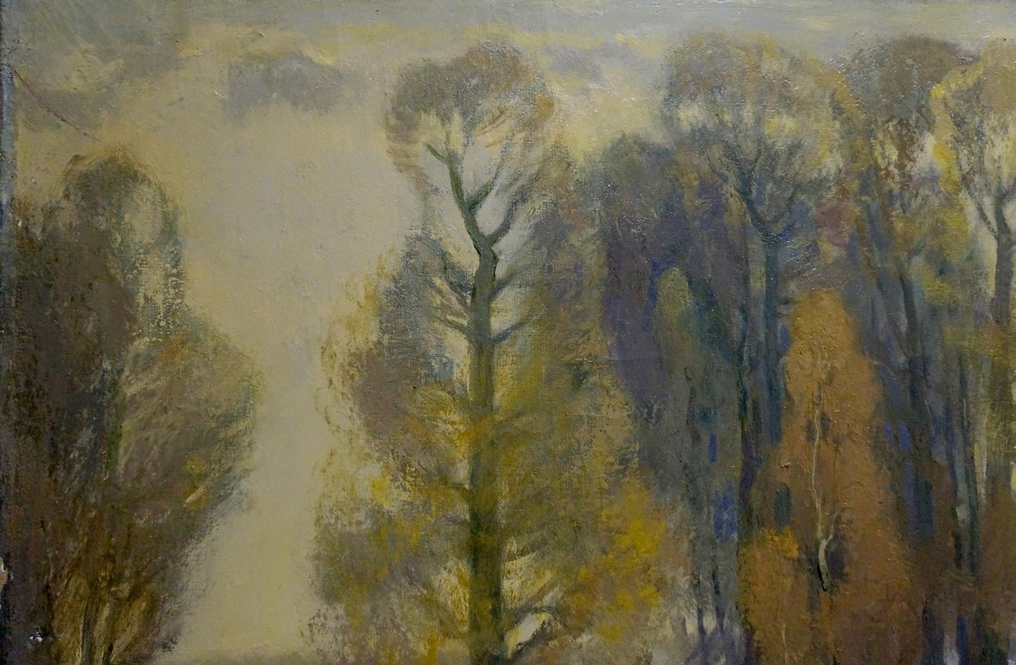 Impressionistic autumn trees oil painting Winter came by Mynka Alexander Fedorovich