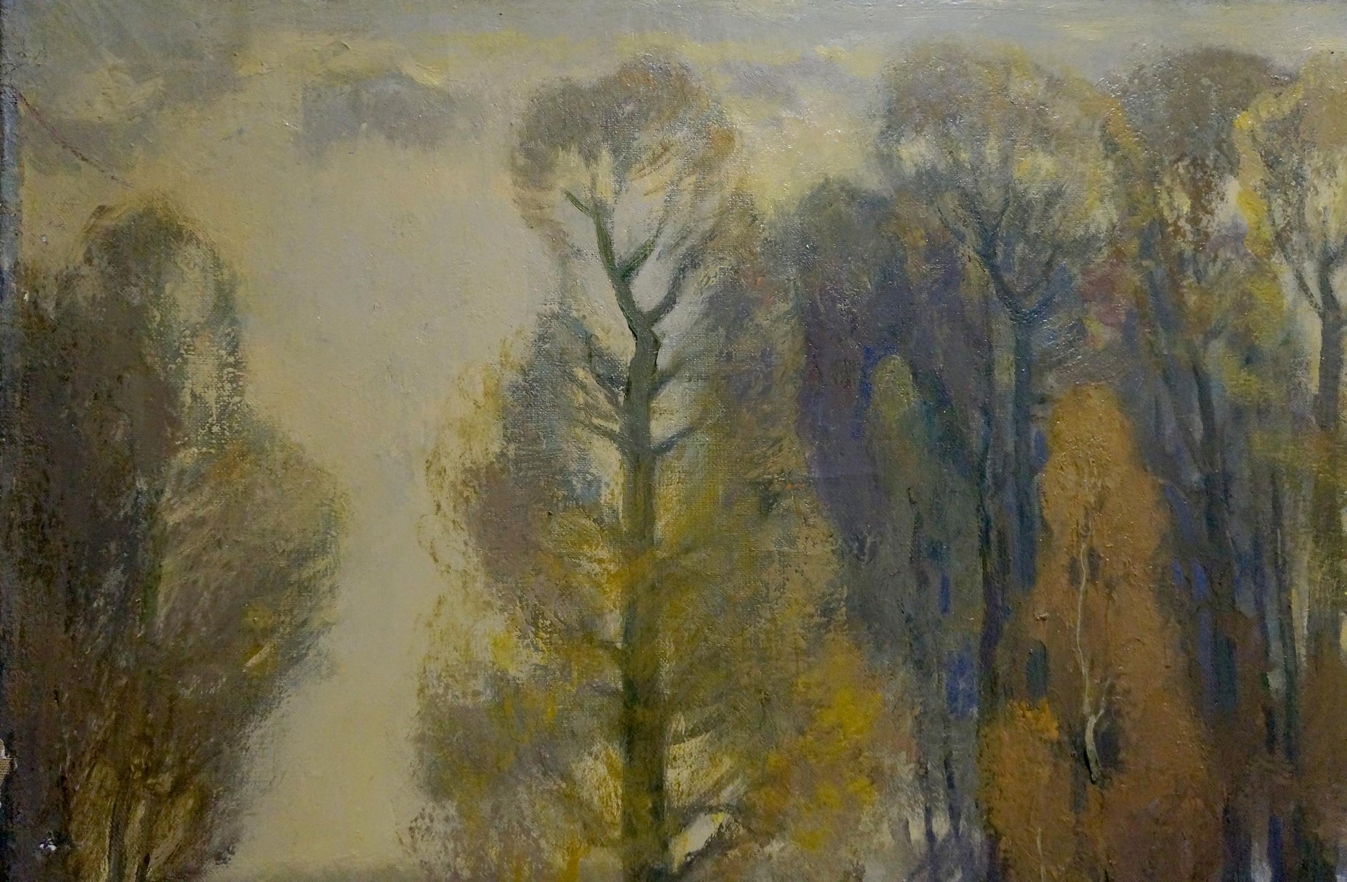 Impressionistic autumn trees oil painting Winter came by Mynka Alexander Fedorovich