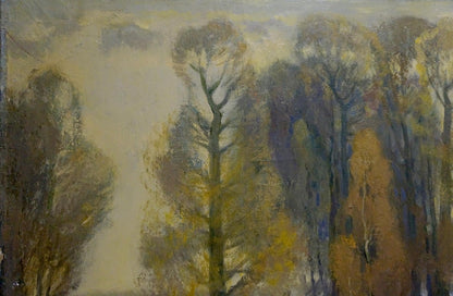 Impressionistic autumn trees oil painting Winter came by Mynka Alexander Fedorovich