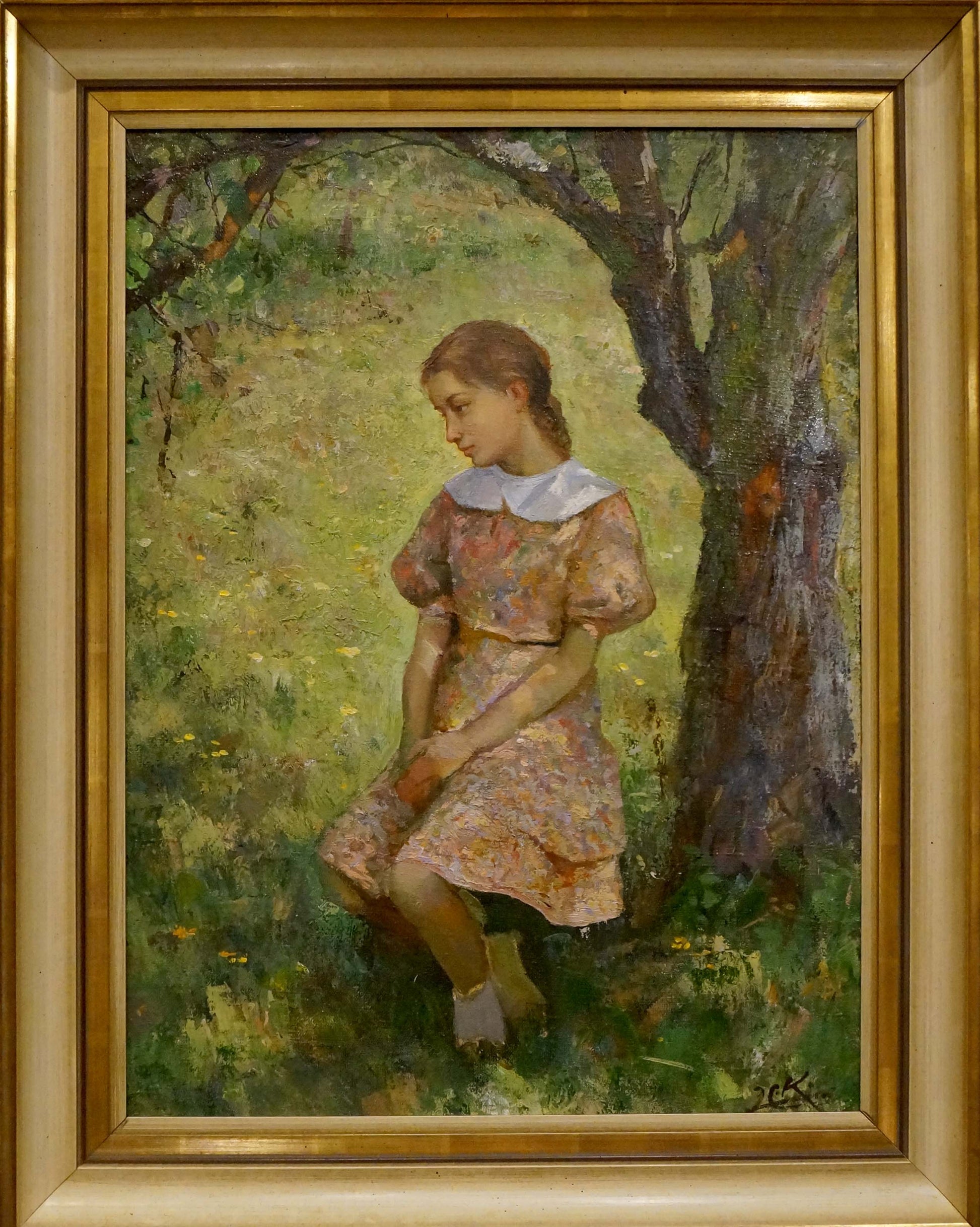 Framed oil painting portrait of girl by Grandson of Kuindzhi Y.V