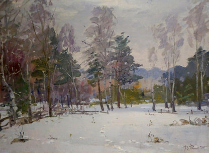 Oil painting Winter landscape V. Kisel impressionistic snow scene
