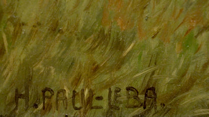 Oil painting Farm road H. Paul-Leba with signature h