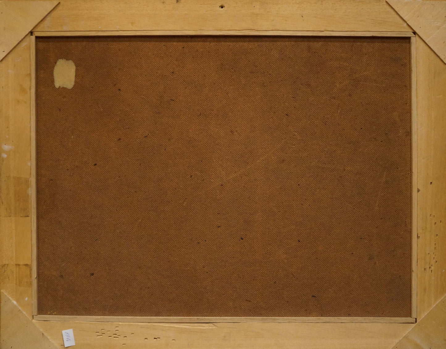 Back of Oil painting Farm road H. Paul-Leba on brown canvas light wood frame
