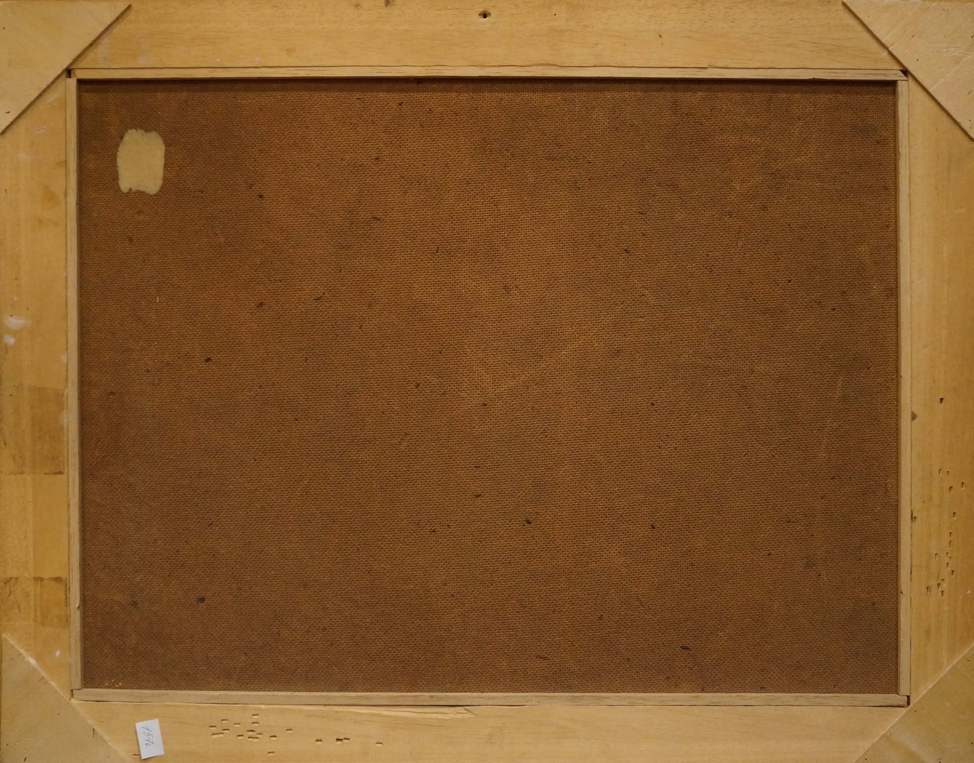 Back of Oil painting Farm road H. Paul-Leba on brown canvas light wood frame