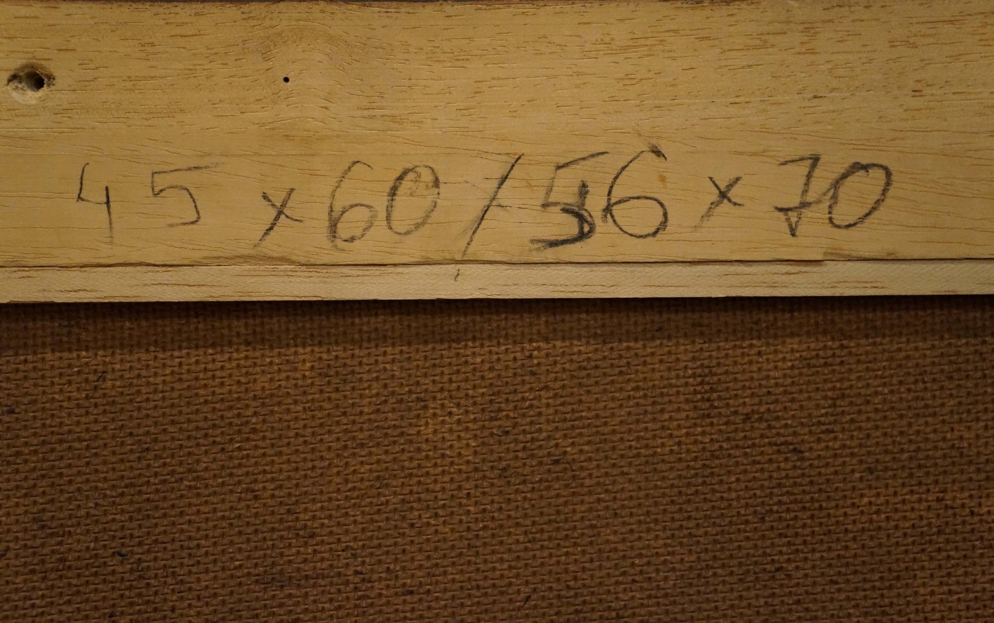Back of Oil painting Farm road H. Paul-Leba with 45 x 60 / 56 x 70 measurements on wood