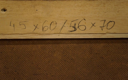 Back of Oil painting Farm road H. Paul-Leba with 45 x 60 / 56 x 70 measurements on wood