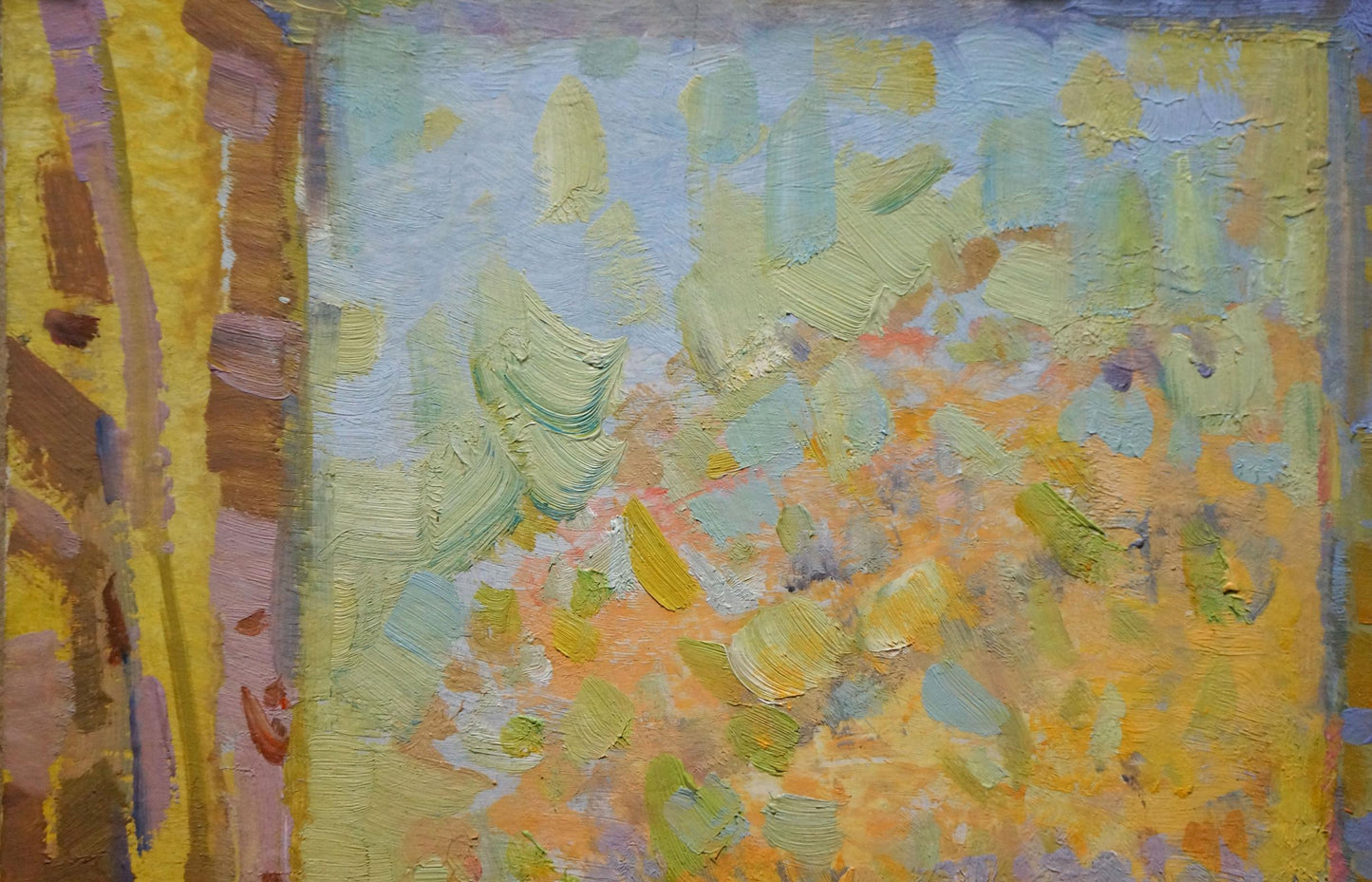 Textured oil painting of autumn flowers by Kolesnik Boris Afanasevich