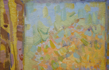 Textured oil painting of autumn flowers by Kolesnik Boris Afanasevich
