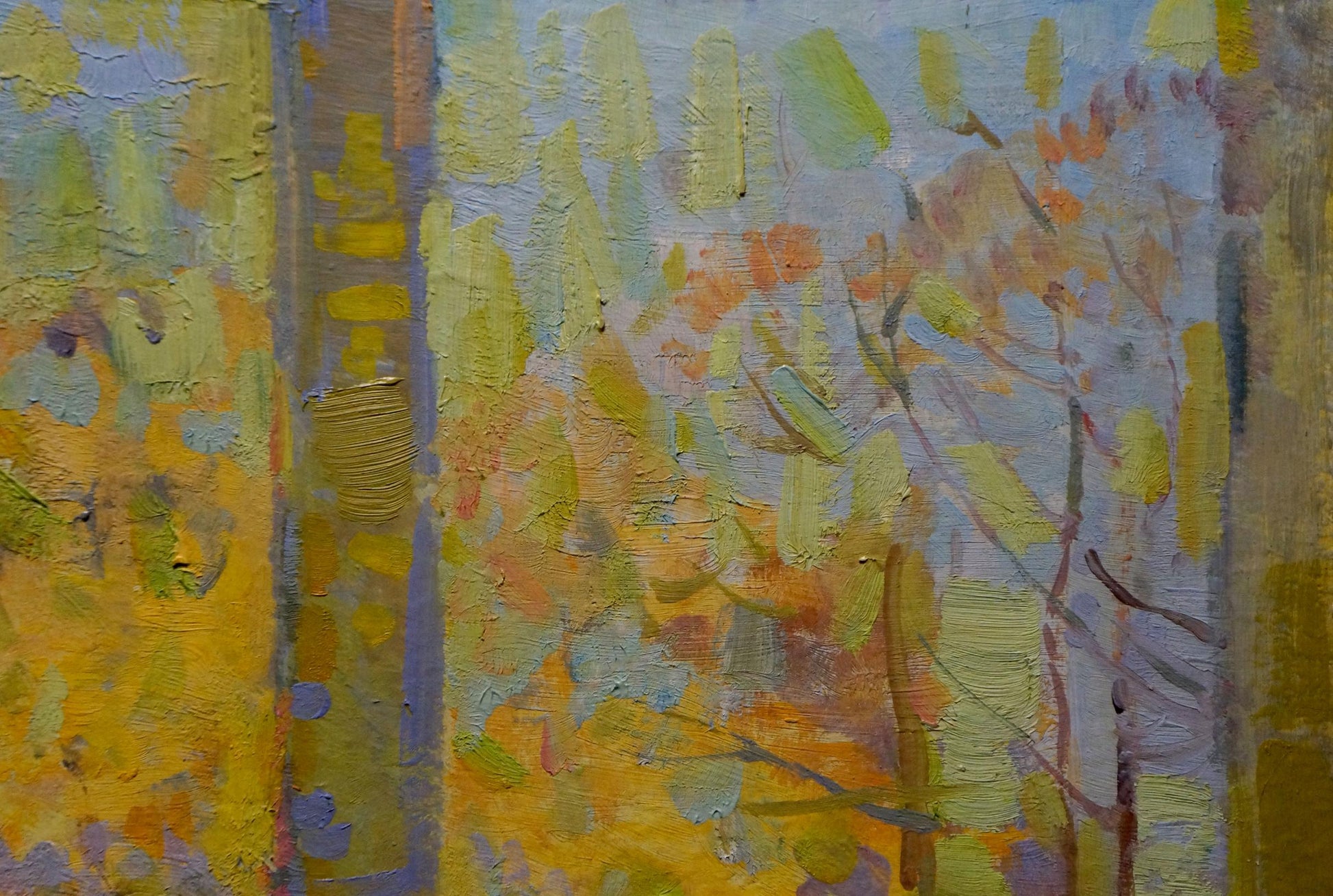 Oil painting of autumn flowers forest by Kolesnik Boris Afanasevich
