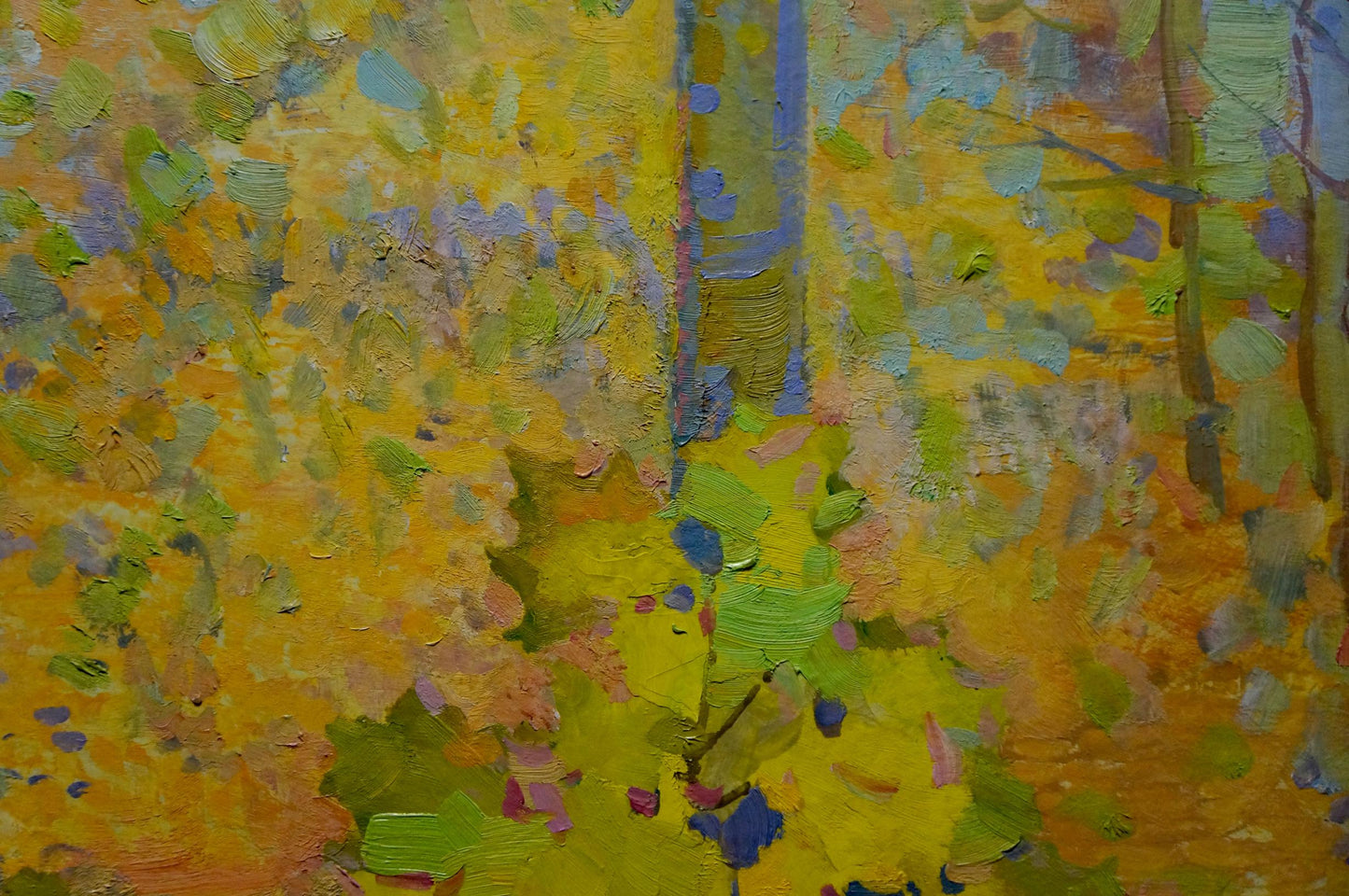 Vibrant impressionist oil painting of autumn flowers forest by Kolesnik Boris Afanasevich
