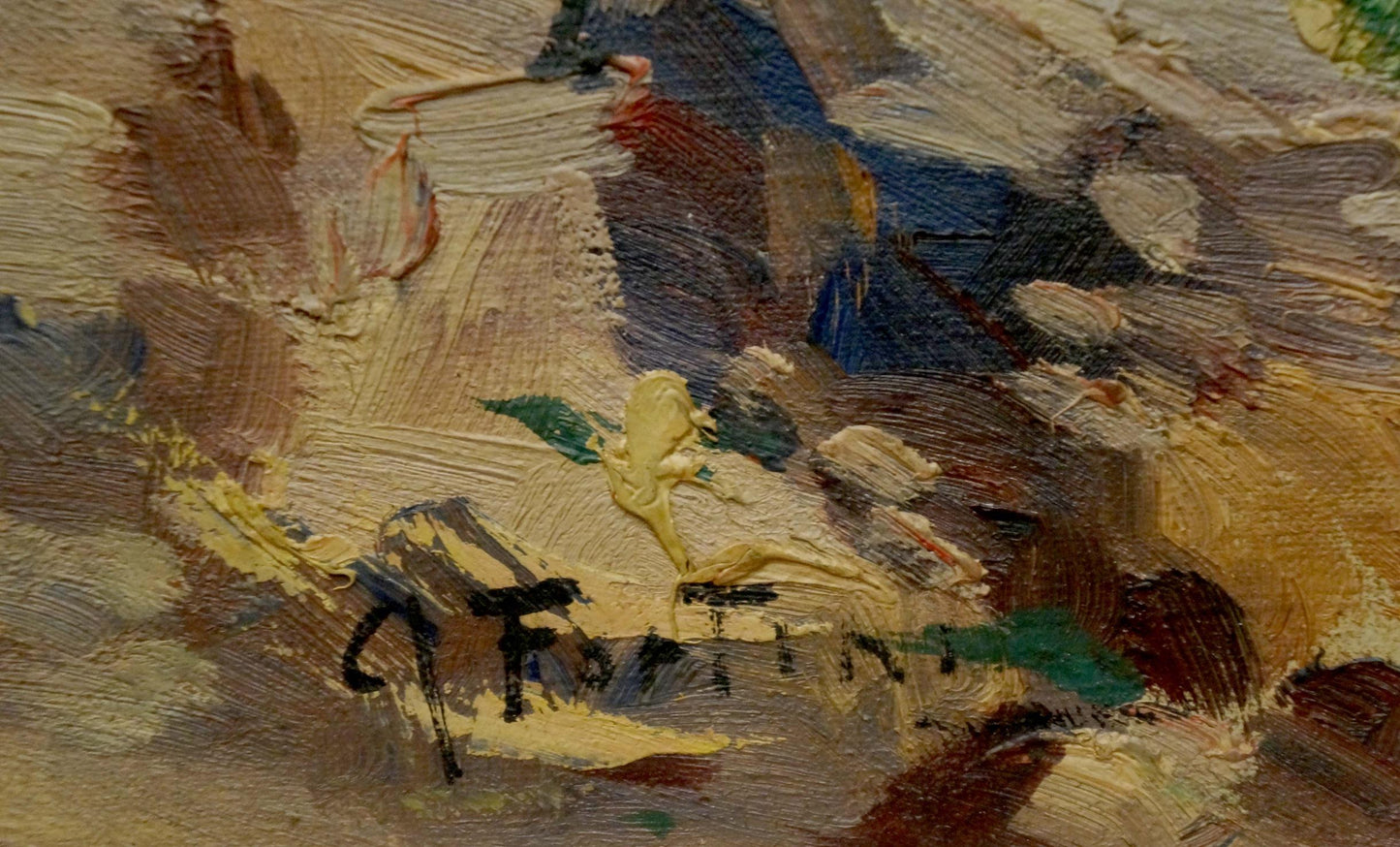Oil painting landscape from Greece Fortini A with impasto brushstrokes