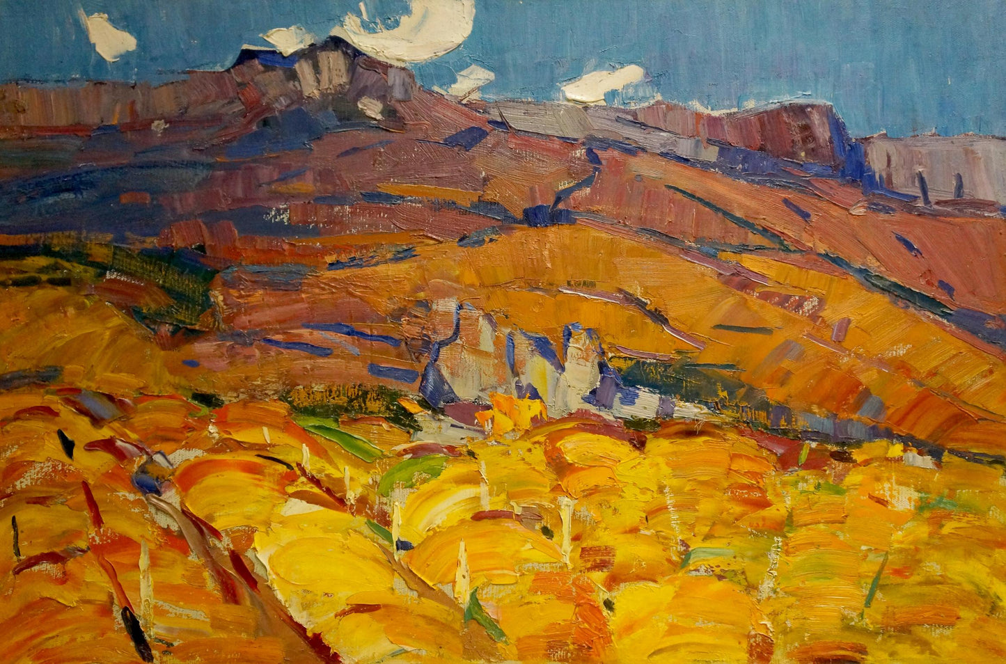 Vibrant impressionist oil painting by Stremsky Alexander Ivanovich, hot weather landscape