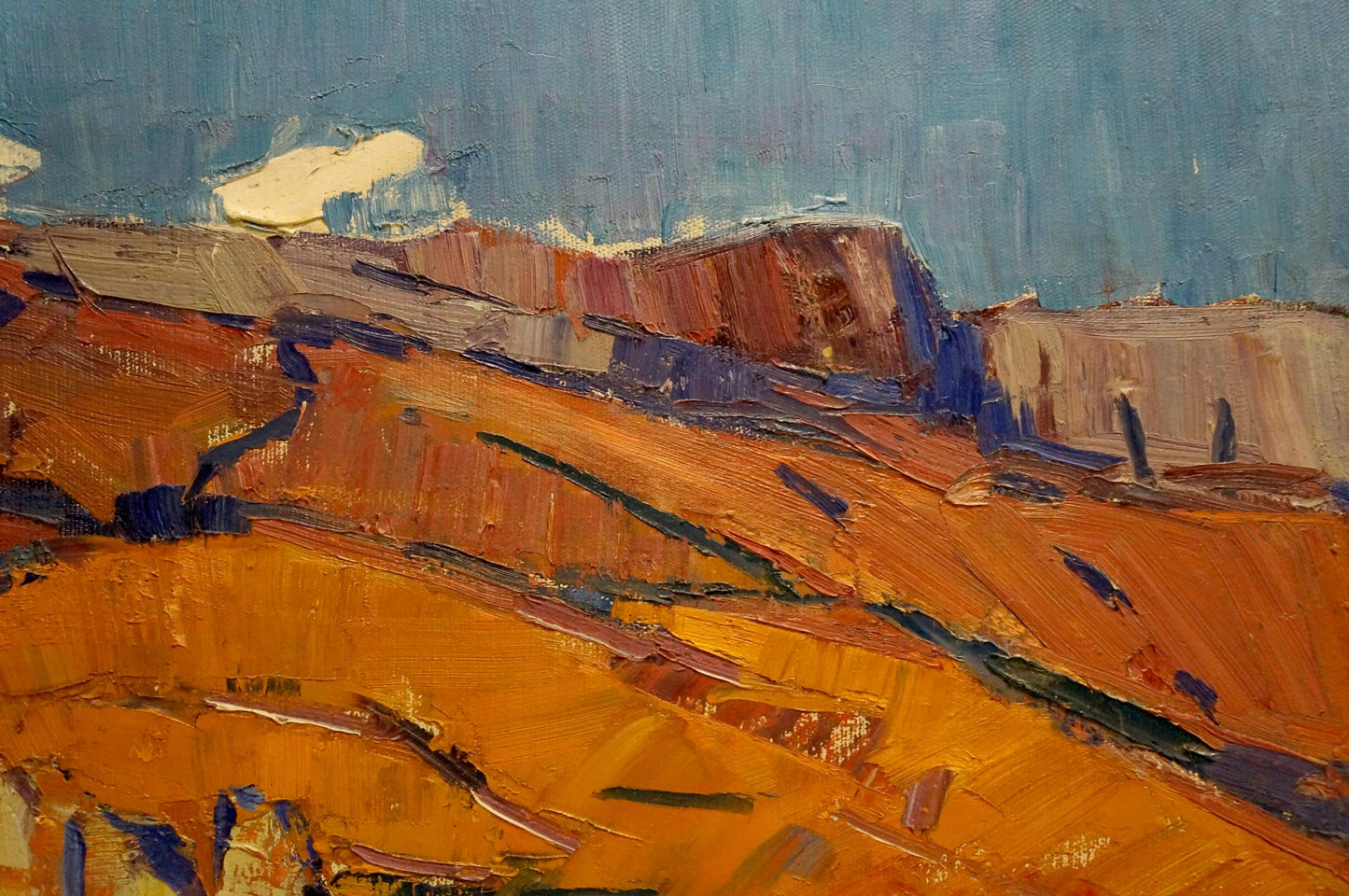 Oil painting Hot weather by Stremsky Alexander Ivanovich, rugged sunlit landscape
