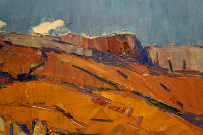 Oil painting Hot weather by Stremsky Alexander Ivanovich, rugged sunlit landscape