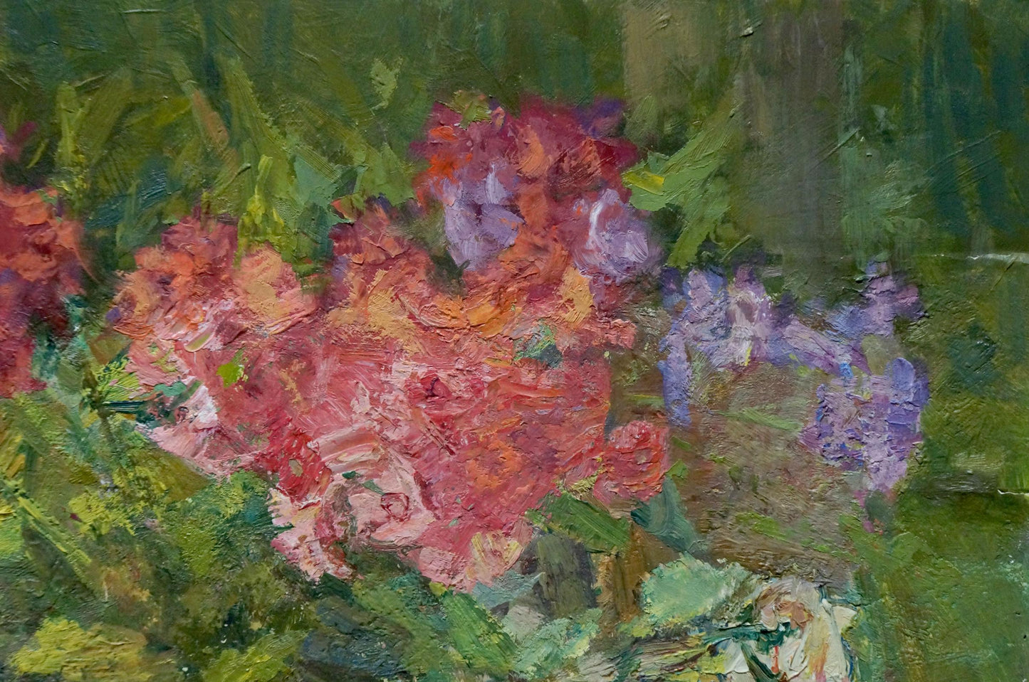 Vibrant pink purple flowers bouquet oil painting by Naumova Tamara Sergeevna