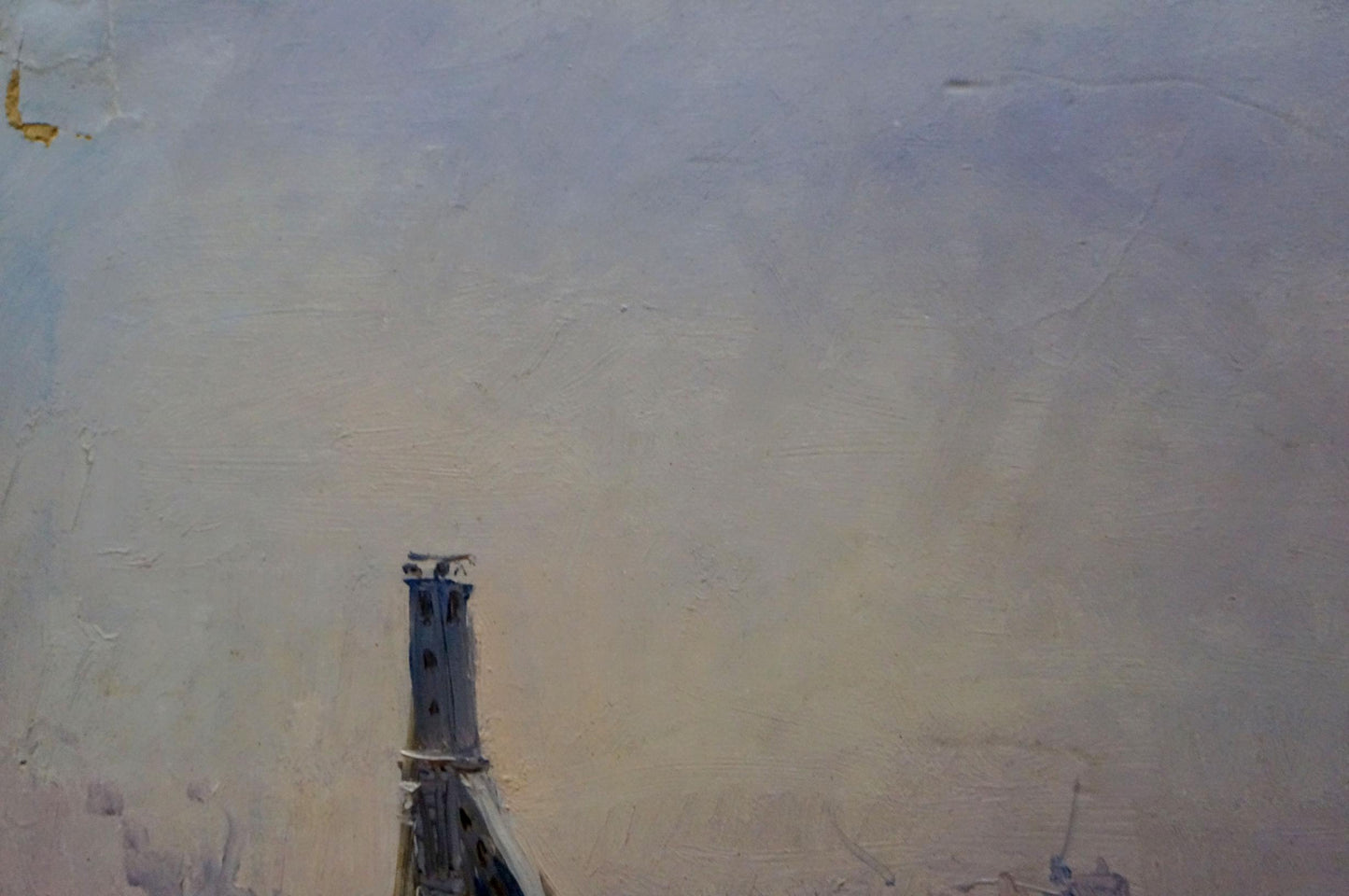 Weathered dark gray stone chimney in Port Petr by Kuzmich Stolyarenko oil painting