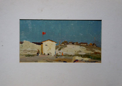 Sulimenko Petr Stepanovich oil painting of coastal scene with white building