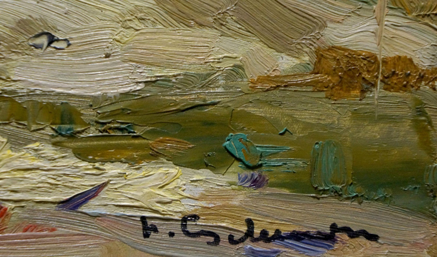 Sulimenko Petr Stepanovich oil painting landscape in earthy greens and yellows