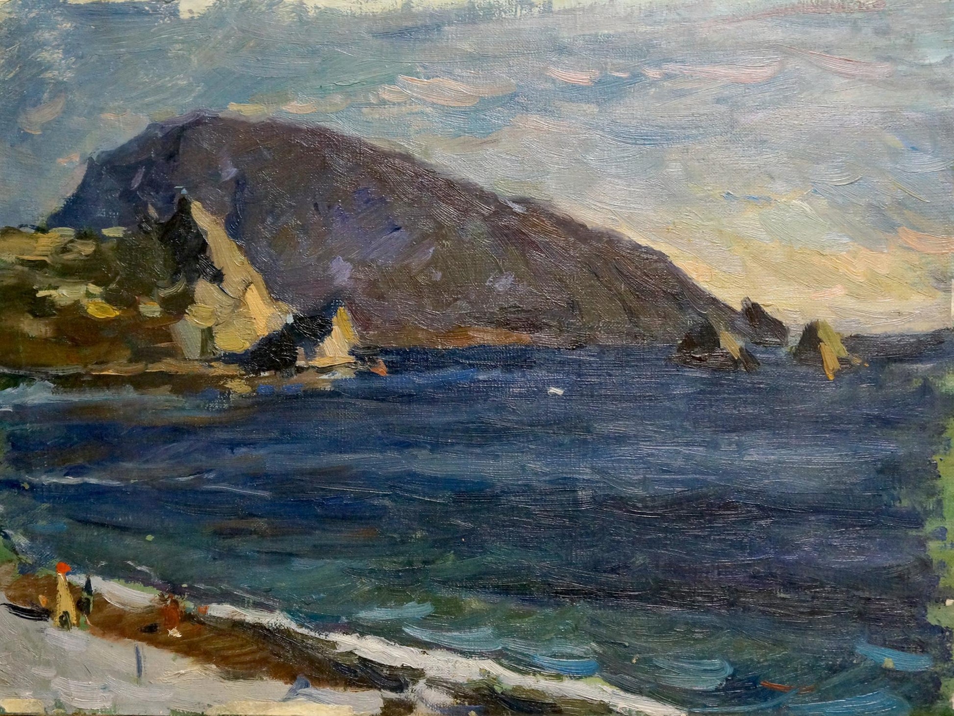 Oil painting Landscape with sea and mountains Unknown artist
