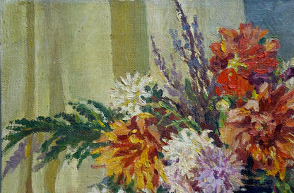 Vibrant oil painting of colorful flowers by Terentyev Nikolay Pavlovich