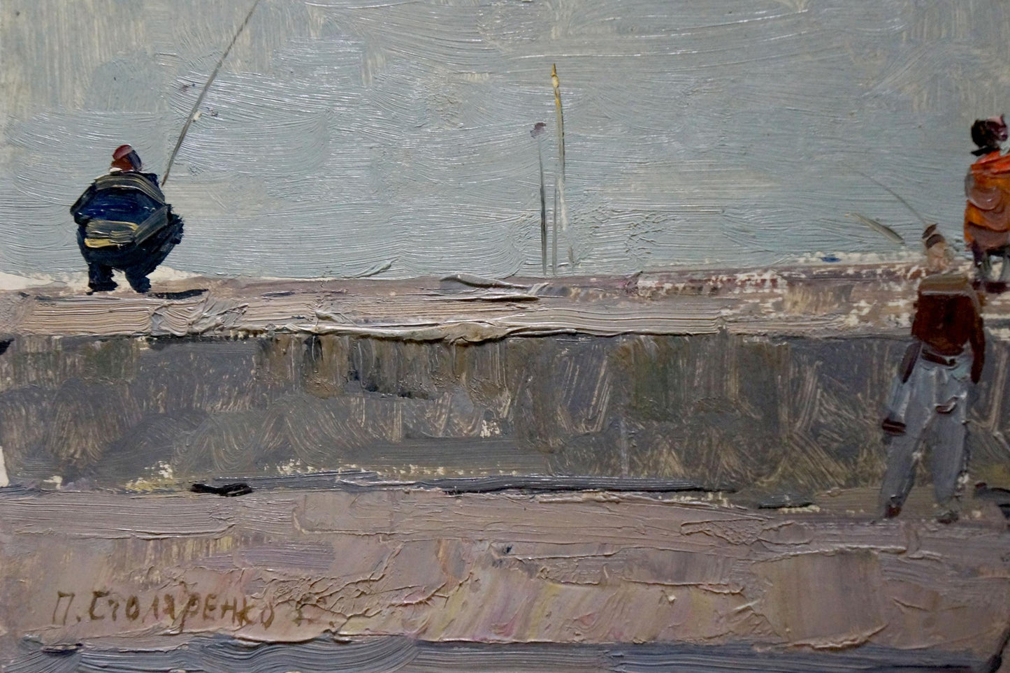 Oil painting On the embankment by Petr Kuzmich Stolyarenko