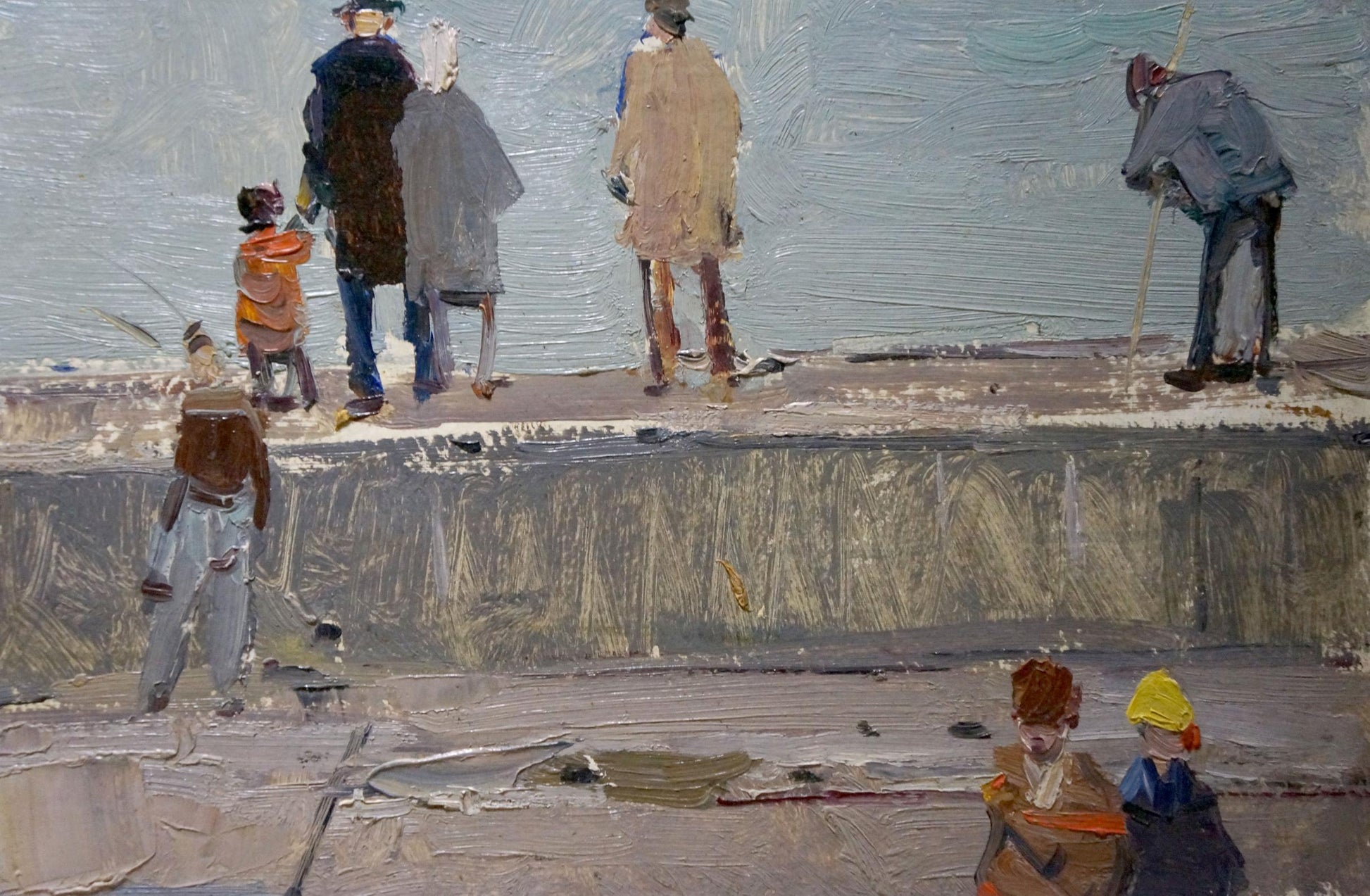 Oil painting On the embankment by Petr Kuzmich Stolyarenko
