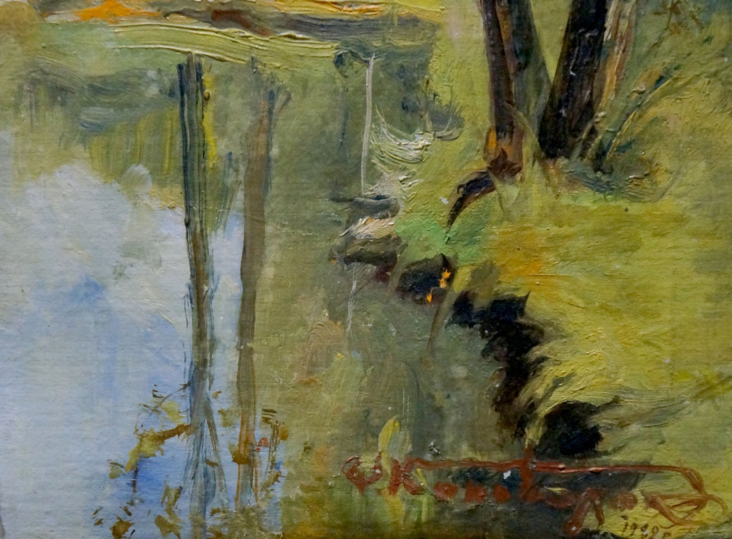 Impressionistic oil painting of wooded landscape by Konovalyuk Fedor Zotikovich