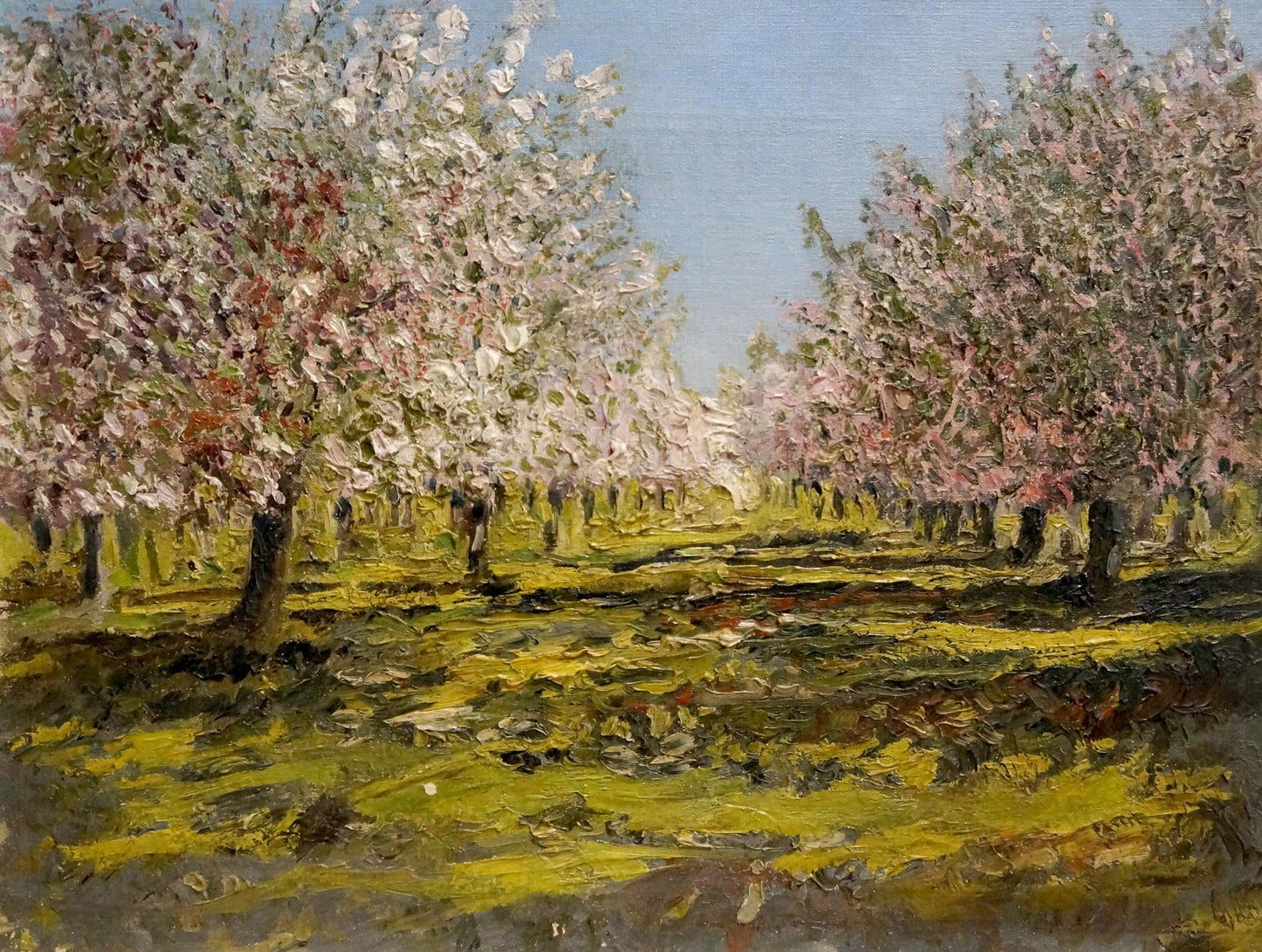 Vibrant impressionist oil painting of blooming orchard trees by Nevkritiy Denis Nikiforovich