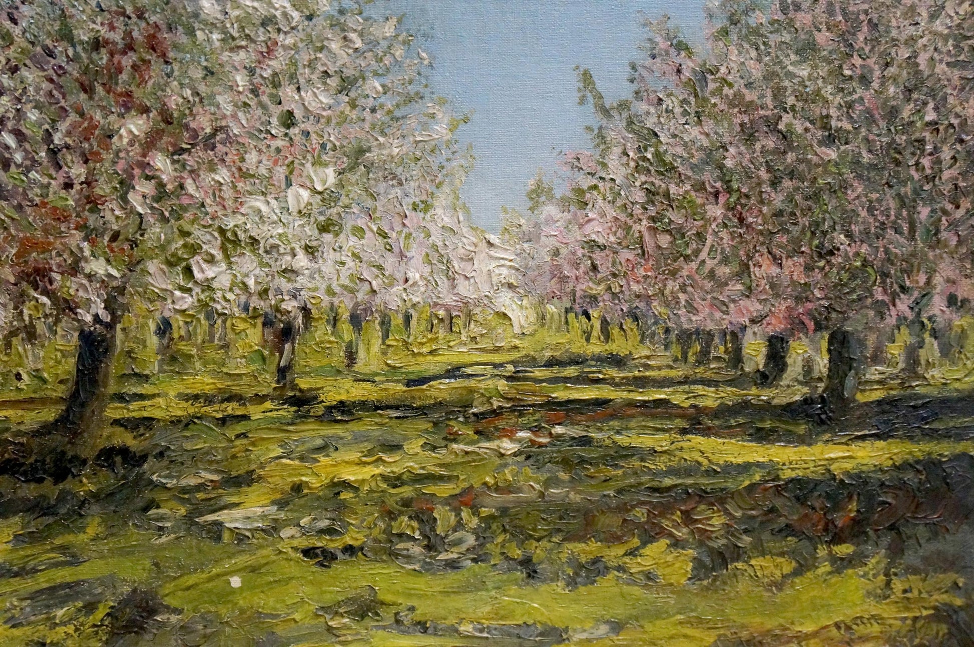 Vibrant impressionist oil painting of blooming orchard trees by Nevkritiy Denis Nikiforovich