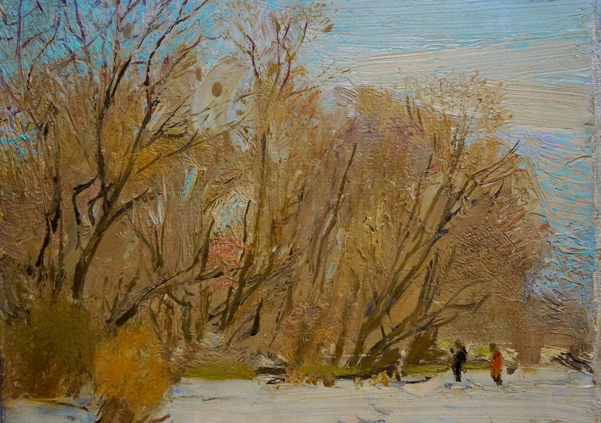 Autumnal trees in End of Winter oil painting by Zaretsky Victor Ivanovich