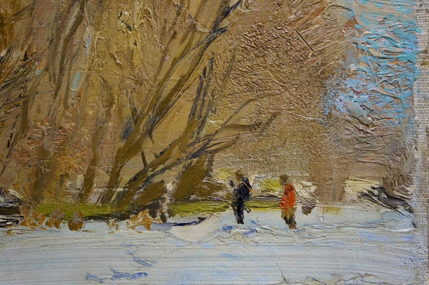 Oil painting End of Winter by Zaretsky Victor Ivanovich, snowy landscape
