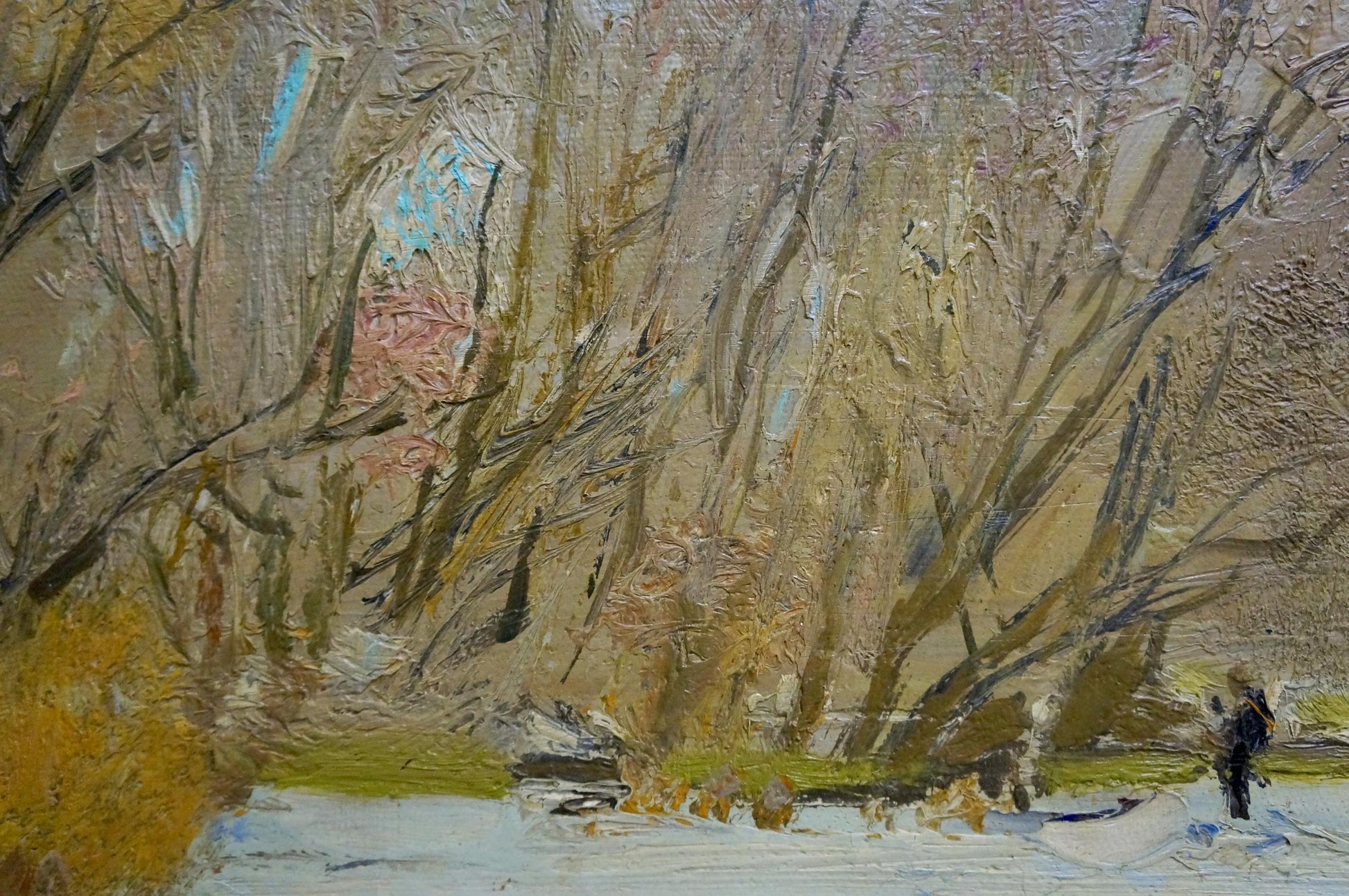 Textured impasto oil painting End of Winter by Zaretsky Victor Ivanovich