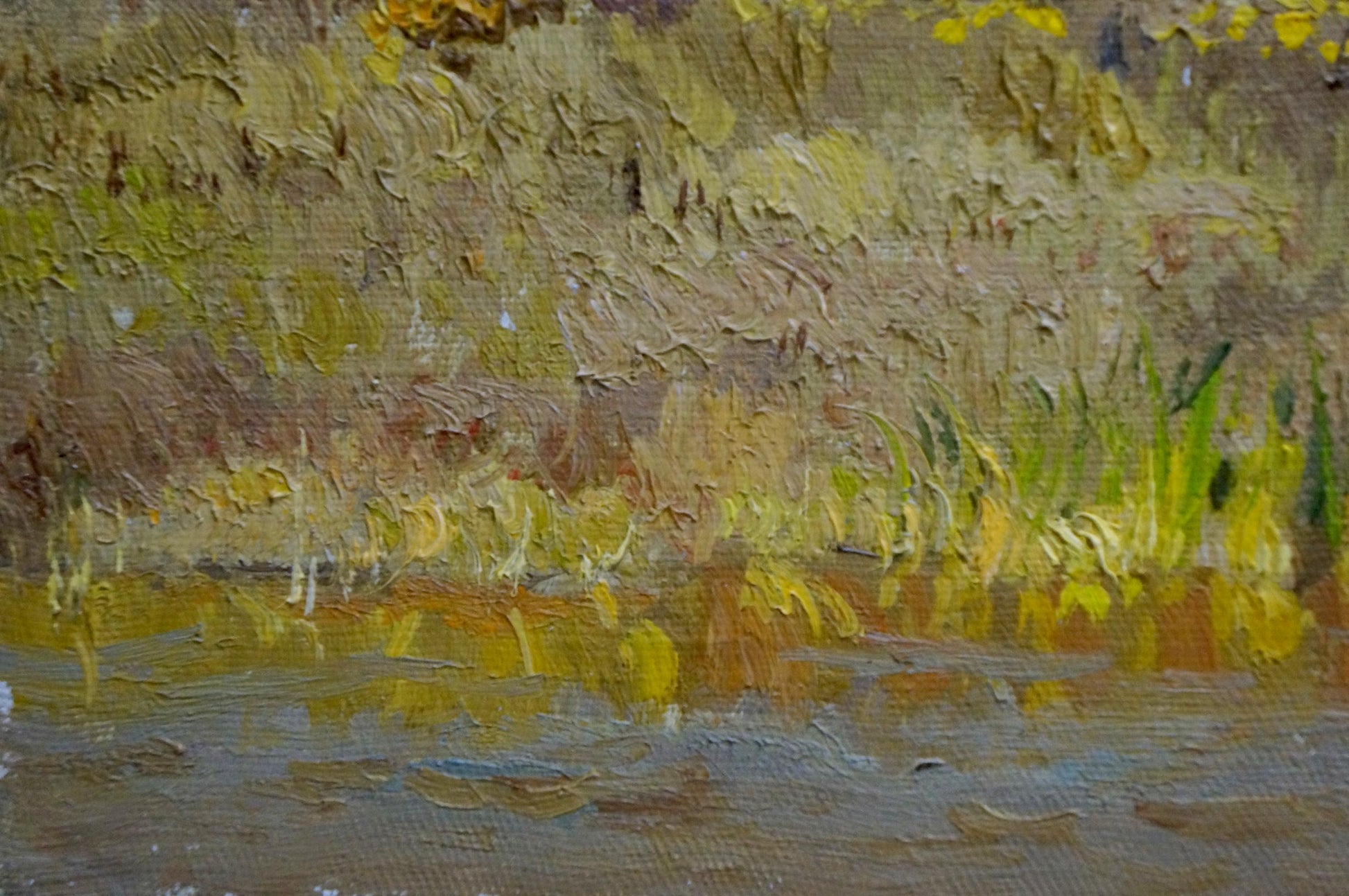 Textured oil painting of grassy bank by Petr Akimovich Autumn Chernyshevsky