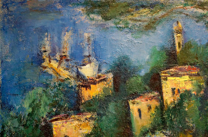 Abstract oil painting by Karelin Vyacheslav Dmitrievich: sunlit village