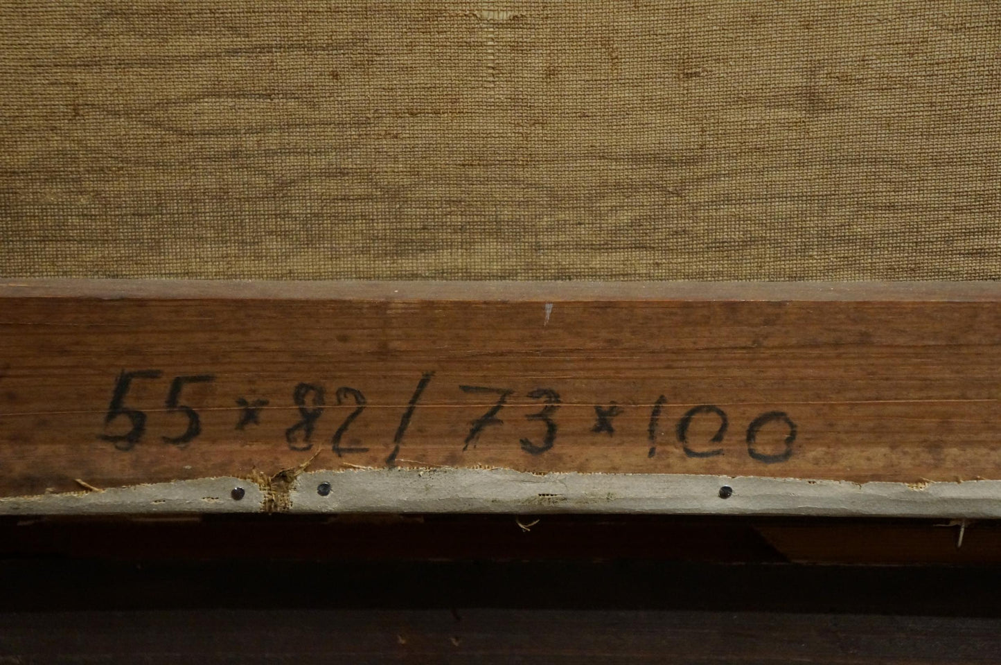 Back of Oil painting Fruit on the table Schlieden M. canvas with stretcher bars