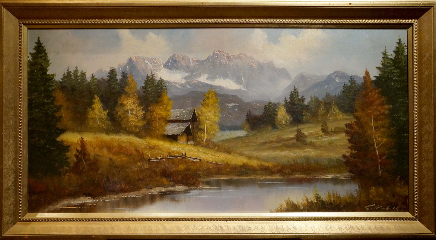 Oil painting Away from everyone Kubass J rustic mountain landscape