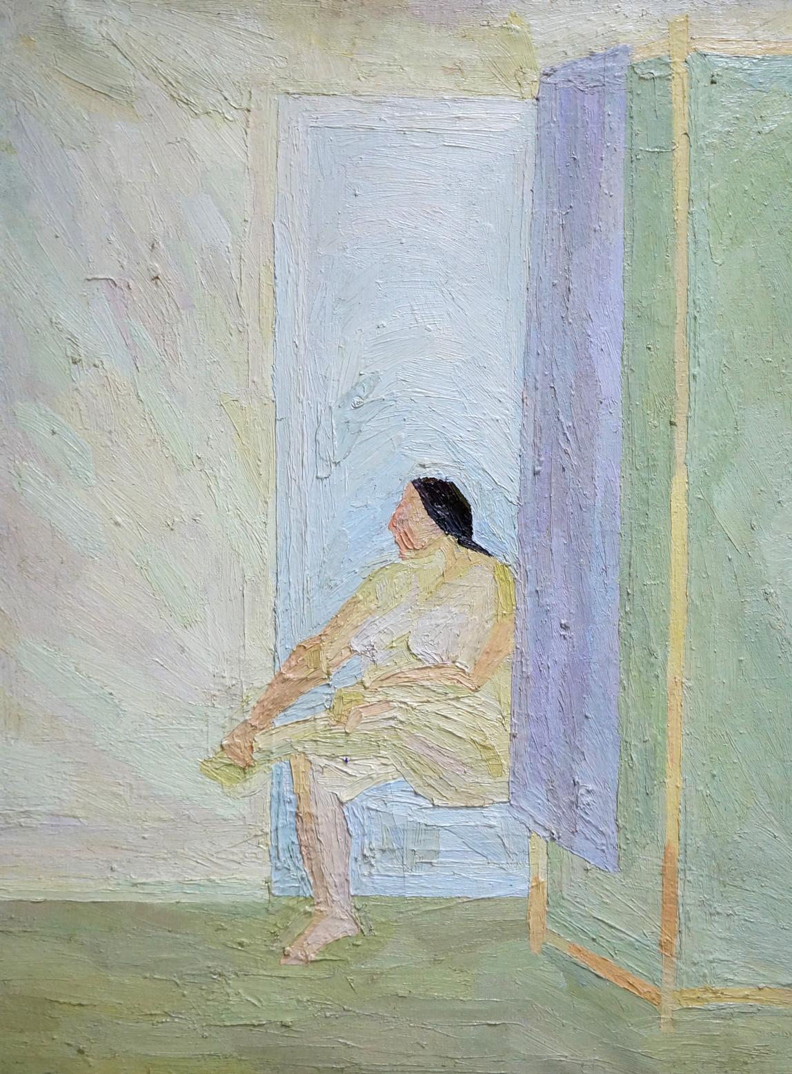 Oil painting of female figure by Lebedeva Maria Vasilievna, impressionistic profile