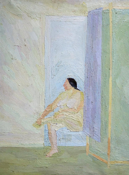 Oil painting of female figure by Lebedeva Maria Vasilievna, impressionistic profile