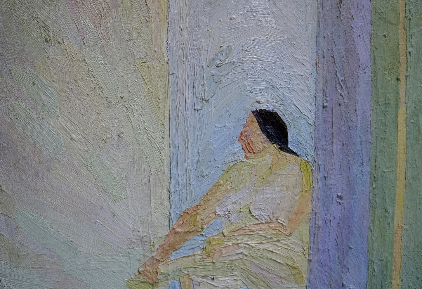 Oil painting of female figure by Lebedeva Maria Vasilievna in beige tones