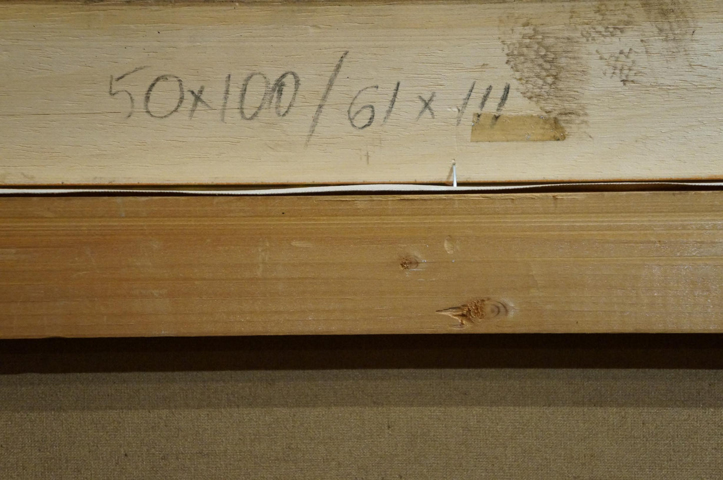Back of oil painting Away from everyone Kubass J with wooden board measurements